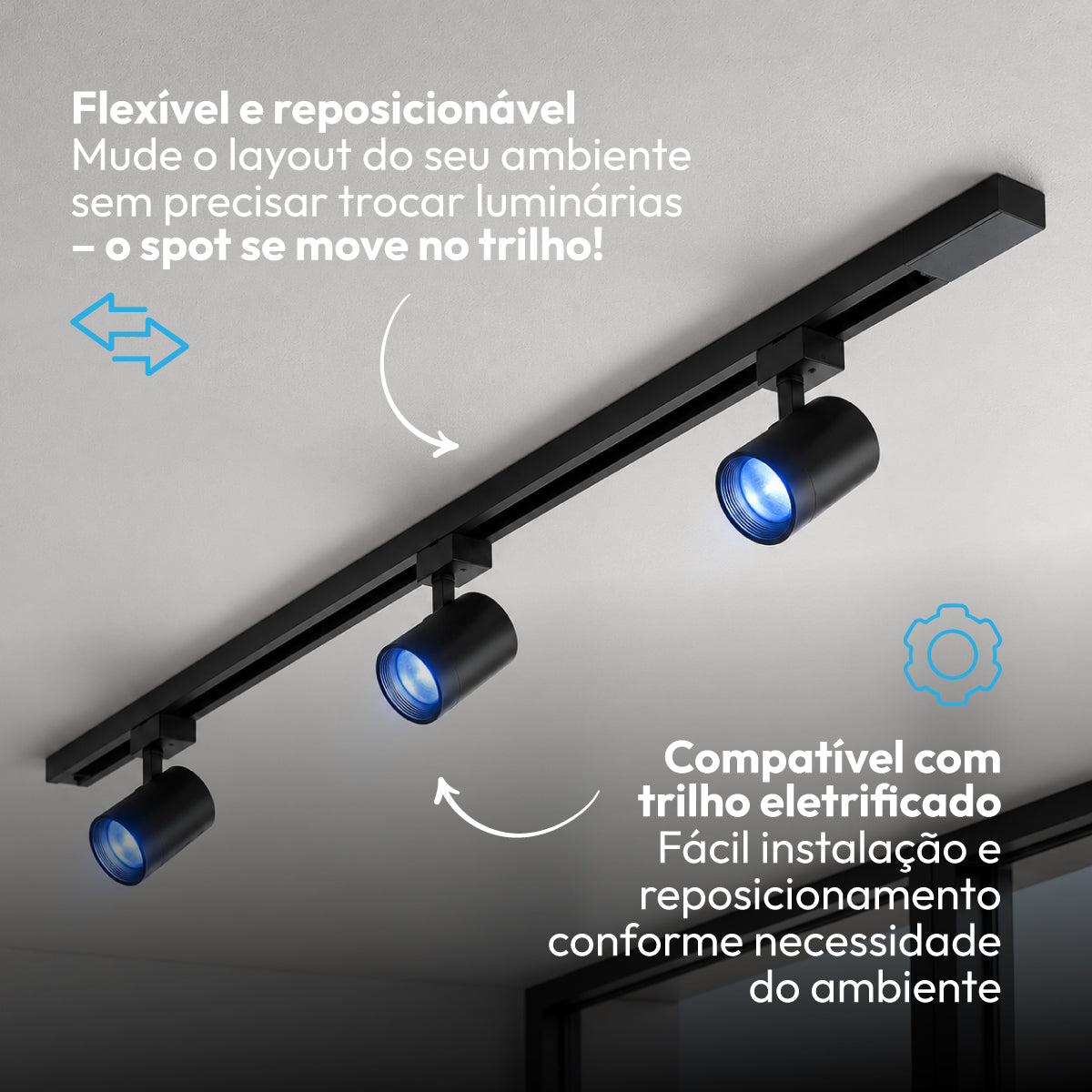 Kit 3 Spot Led Trilho Inteligente 1 Metro 60w RGB Bivolt Preto Neo - NEO Avant
