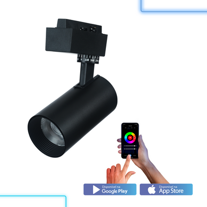 Kit 3 Spot Led Trilho Smart Inteligente 1 Metro 30 e 60w RGB Bivolt Branco Neo Avant - NEO Avant