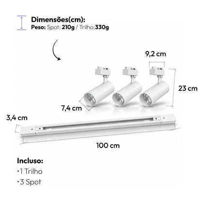 Kit 3 Spot Led Trilho Inteligente 1 Metro 60w RGB Bivolt Branco Neo - NEO Avant