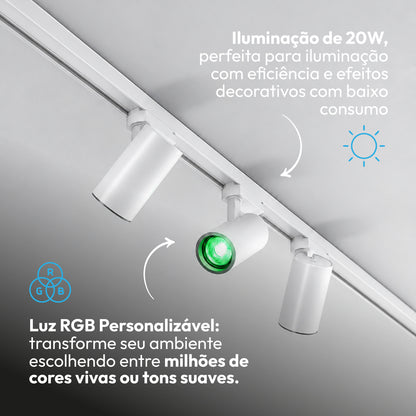 Kit 3 Spot Led Trilho Inteligente 1 Metro 60w RGB Bivolt Branco Neo - NEO Avant
