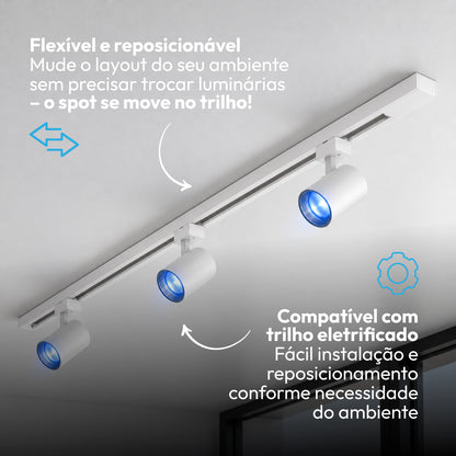 Kit 3 Spot Led Trilho Inteligente 1 Metro 60w RGB Bivolt Branco Neo - NEO Avant