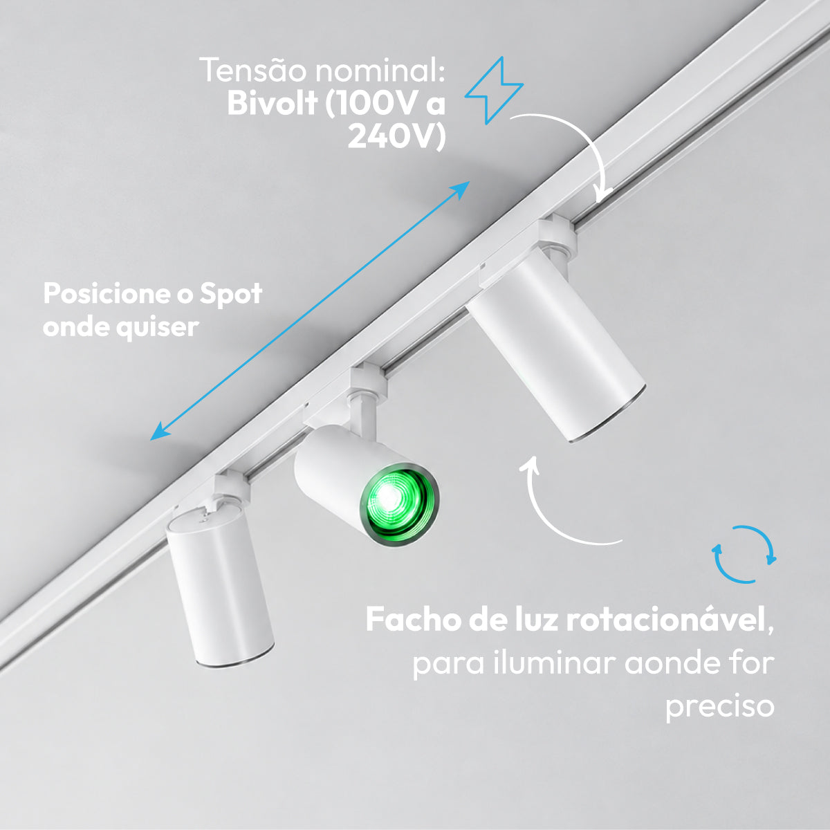 Kit 3 Spot Led Trilho Inteligente 1 Metro 60w RGB Bivolt Branco Neo - NEO Avant