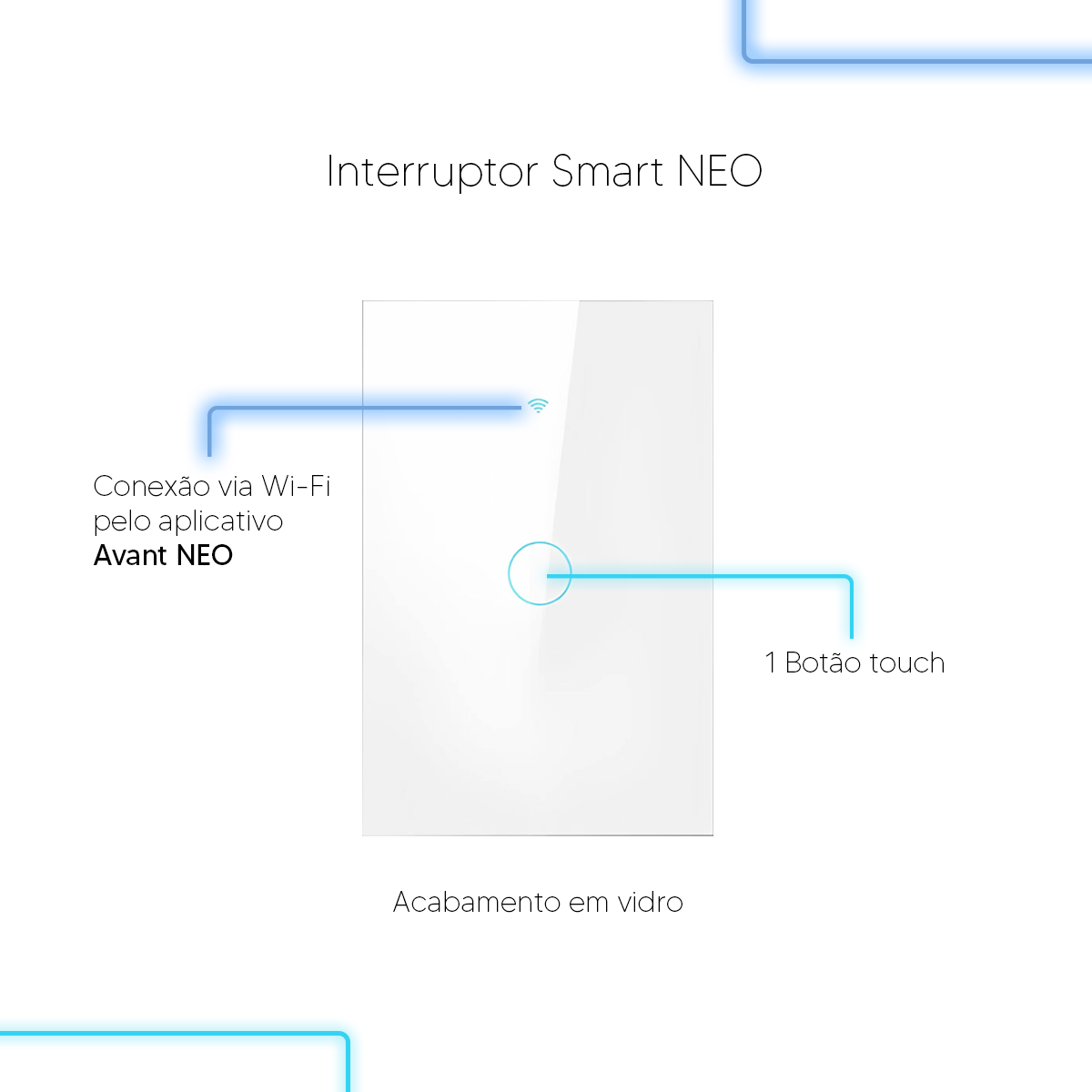 Kit Casa Conectada Smart Wi-fi 2.4 GHz Lâmpada RGB + Interruptor 1 Botão Branco + Tomada Inteligente Neo Avant