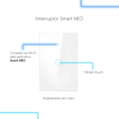 Kit Casa Conectada Smart Wi-fi 2.4 GHz Lâmpada RGB + Interruptor 1 Botão Branco + Tomada Inteligente Neo Avant