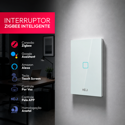 Interruptor Inteligente Zigbee 1 Botão 4x2 Bivolt Branco Neo