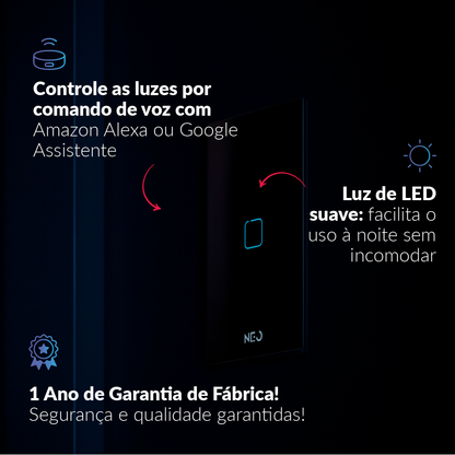 Interruptor Inteligente Zigbee 1 Botão 4x2 Bivolt Preto Neo Avant