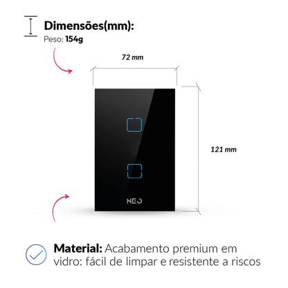 Kit Automação Hub Zigbee com Interruptores Tomada Inteligente Preto 4x2 Bivolt Neo Avant - NEO Avant