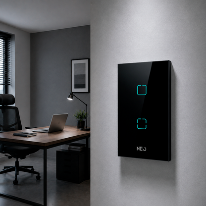Interruptor Inteligente Zigbee 2 Botões 4x2 Bivolt Preto Neo