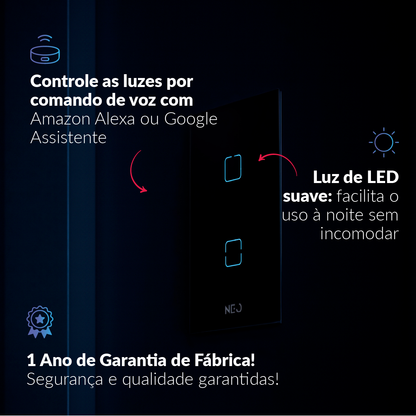 Interruptor Inteligente Zigbee 2 Botões 4x2 Bivolt Preto Neo Avant
