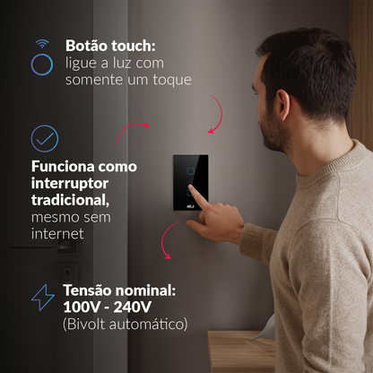 Interruptor Inteligente Zigbee 2 Botões 4x2 Bivolt Preto Neo Avant