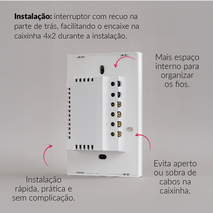Interruptor Inteligente Zigbee 3 Botões 4x2 Bivolt Branco Neo
