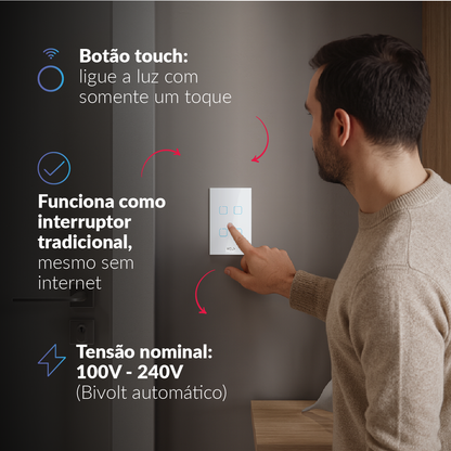 Interruptor Inteligente Zigbee 4 Botões 4x2 Bivolt Branco Neo Avant