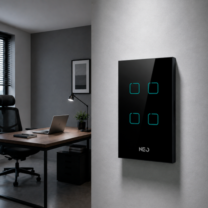 Interruptor Inteligente Zigbee 4 Botões 4x2 Bivolt Preto Neo