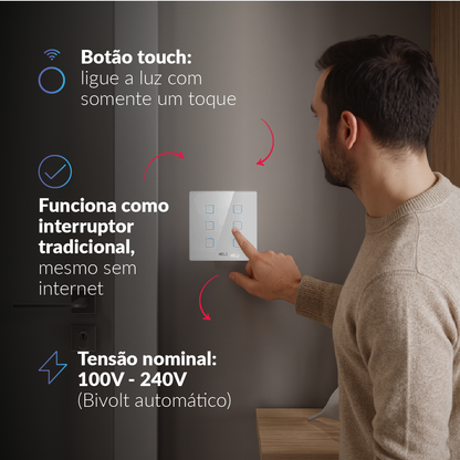 Interruptor Inteligente Zigbee 6 Botões 4x4 Bivolt Branco Neo Avant