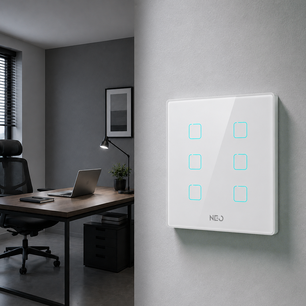 Interruptor Inteligente Zigbee 6 Botões 4x4 Bivolt Branco Neo
