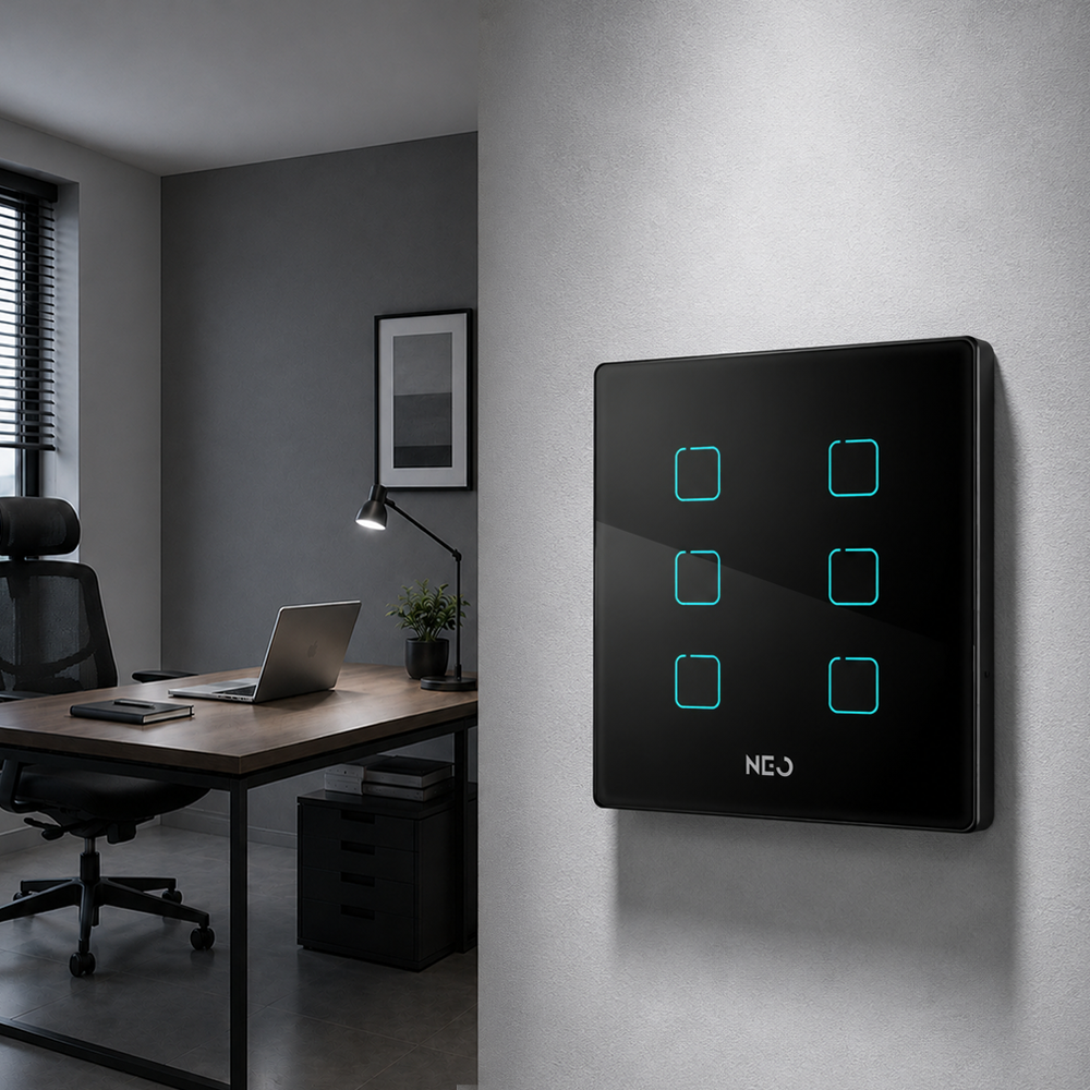 Interruptor Inteligente Zigbee 6 Botões 4x4 Bivolt Preto Neo
