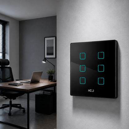 Interruptor Inteligente Zigbee 6 Botões 4x4 Bivolt Preto Neo