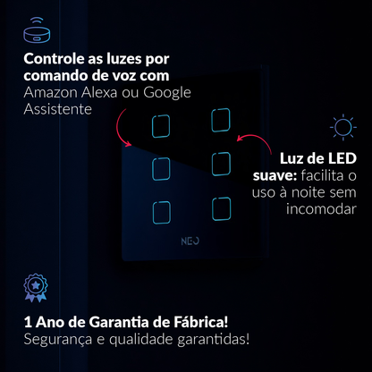 Interruptor Inteligente Zigbee 6 Botões 4x4 Bivolt Preto Neo Avant