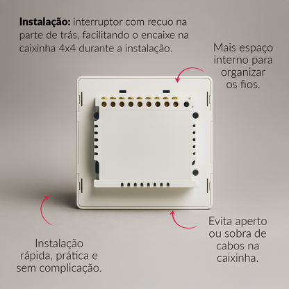 Interruptor Inteligente Zigbee 6 Botões 4x4 Bivolt Preto Neo