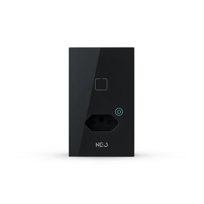 Interruptor Inteligente Zigbee 1 Botão Com Tomada 10A 4x2 Bivolt Preto Neo