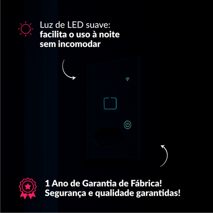 Interruptor Inteligente Zigbee 1 Botão Com Tomada 4x2 Bivolt Branco Neo Avant