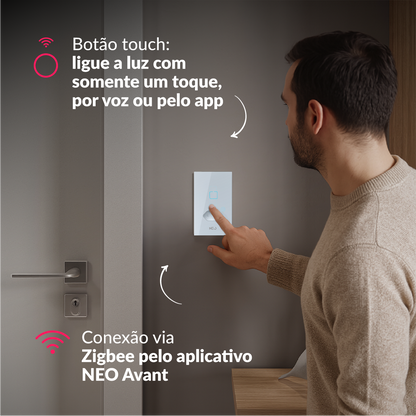 Interruptor Inteligente Zigbee 1 Botão Com Tomada 10A 4x2 Bivolt Branco Neo