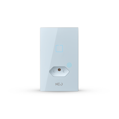 Interruptor Inteligente Zigbee 1 Botão Com Tomada 10A 4x2 Bivolt Branco Neo