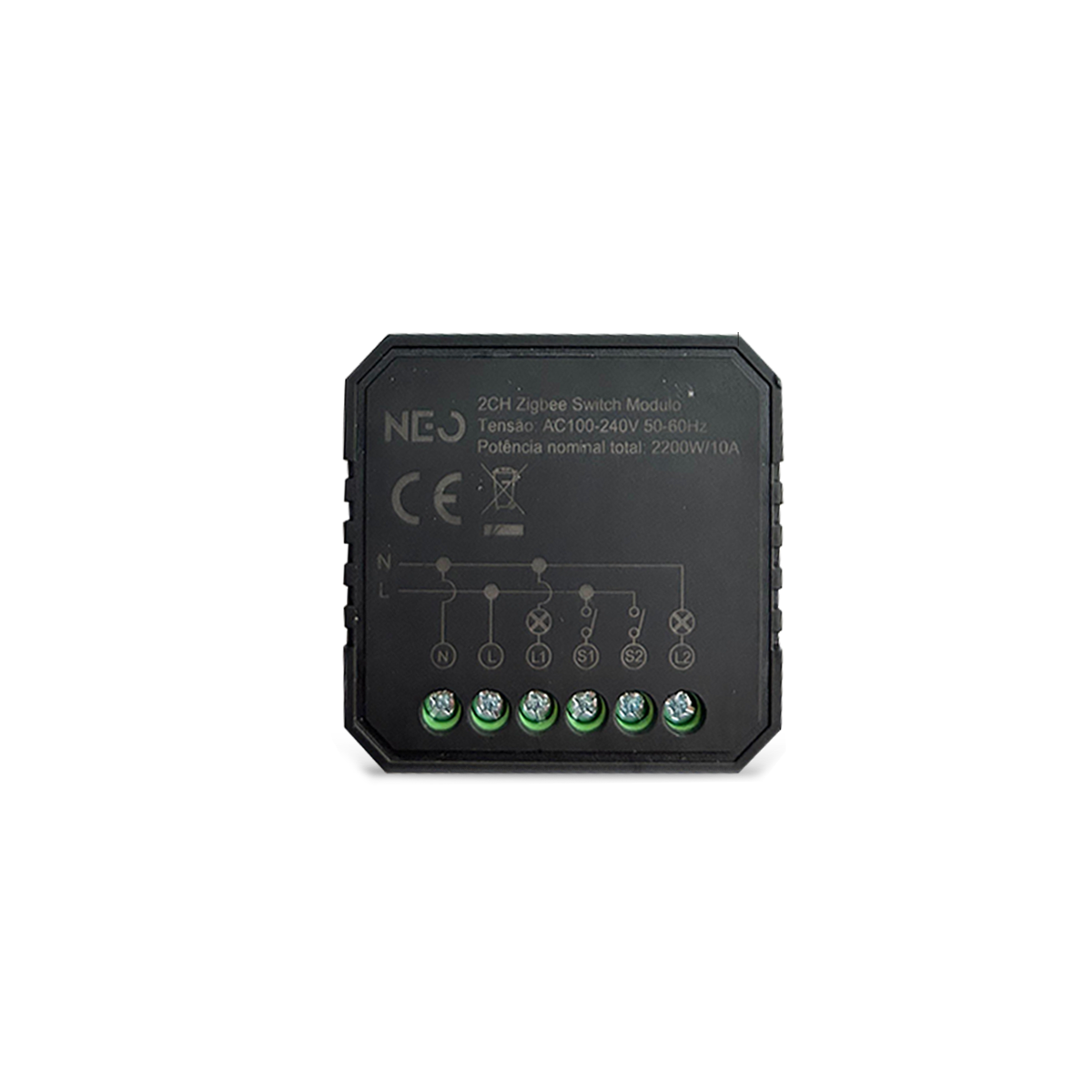 Mini Módulo Relé Interruptor Inteligente Zigbee 2 Canais 5A Neo