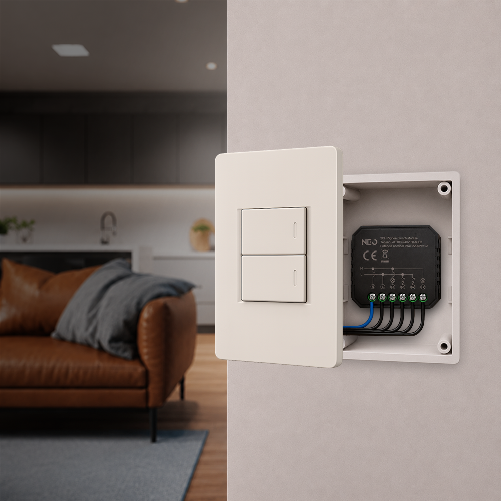 Módulo Relé 2 Interruptores Inteligente Zigbee 2X5A Bivolt Neo