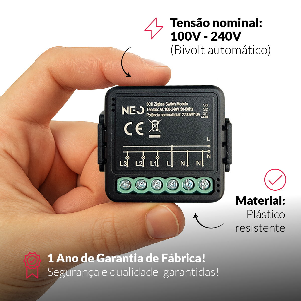 Modulo Relé 3 Interruptores Inteligente Zigbee 3X3 3A Bivolt Avant Neo - NEO Avant