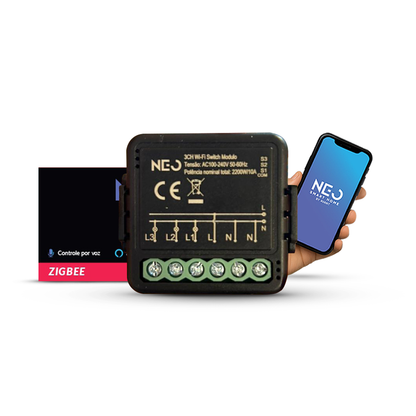 Mini Módulo Relé Interruptor Inteligente Zigbee 3 Canais 3A Neo