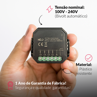 Modulo Rele 4 Interruptores Inteligente Zigbee 4X2 5A Bivolt Avant Neo - NEO Avant