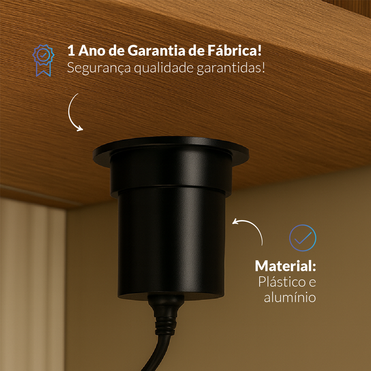 Torre de Tomadas Retrátil Preto 1 Tomada Multiplug USB e USB C Elevor Bivolt