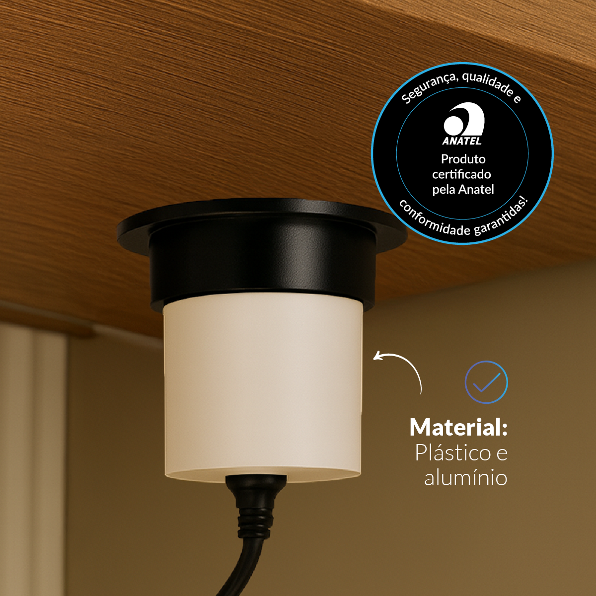 Torre de Tomadas Retrátil Branco 1 Tomada Multiplug USB e USB C Subida Automática Elevor Bivolt