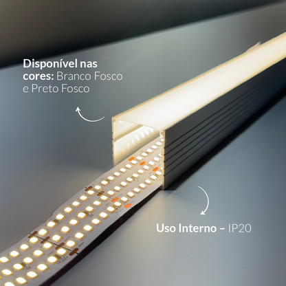 Perfil Led Barra 2m Slat 35x35mm Sobrepor Branco Alut