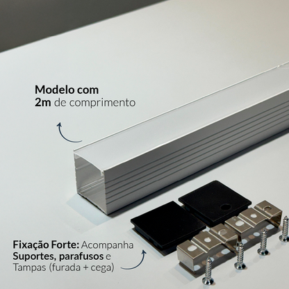 Perfil Led Barra 2m Slat 35x35mm Sobrepor Branco Alut