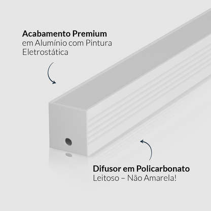 Perfil Led Barra 2m Slat 35x35mm Sobrepor Branco Alut