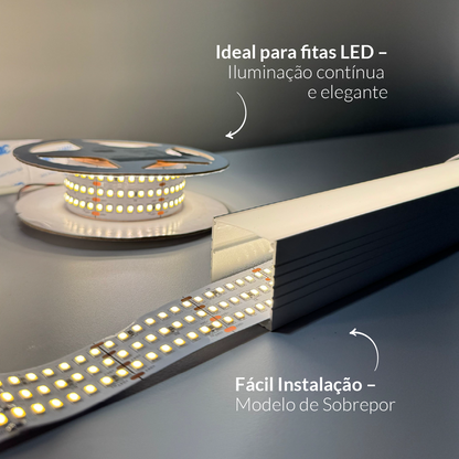 Perfil Led Barra 2m Slat 35x35mm Sobrepor Branco Alut