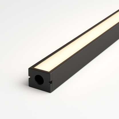 Perfil Led Barra 2m Slat 17x15mm Sobrepor Preto Alut
