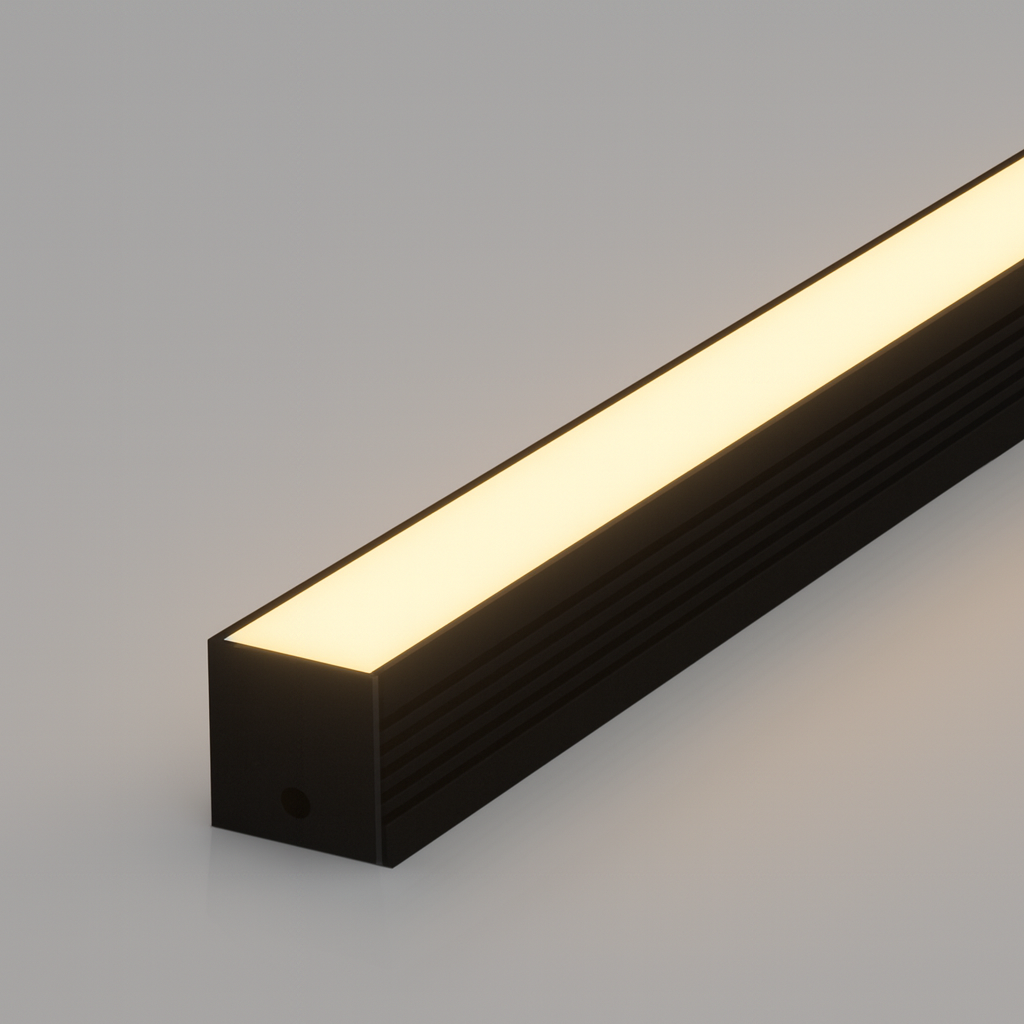 Perfil Led Barra 2m Slat 35x35mm Sobrepor Preto Alut