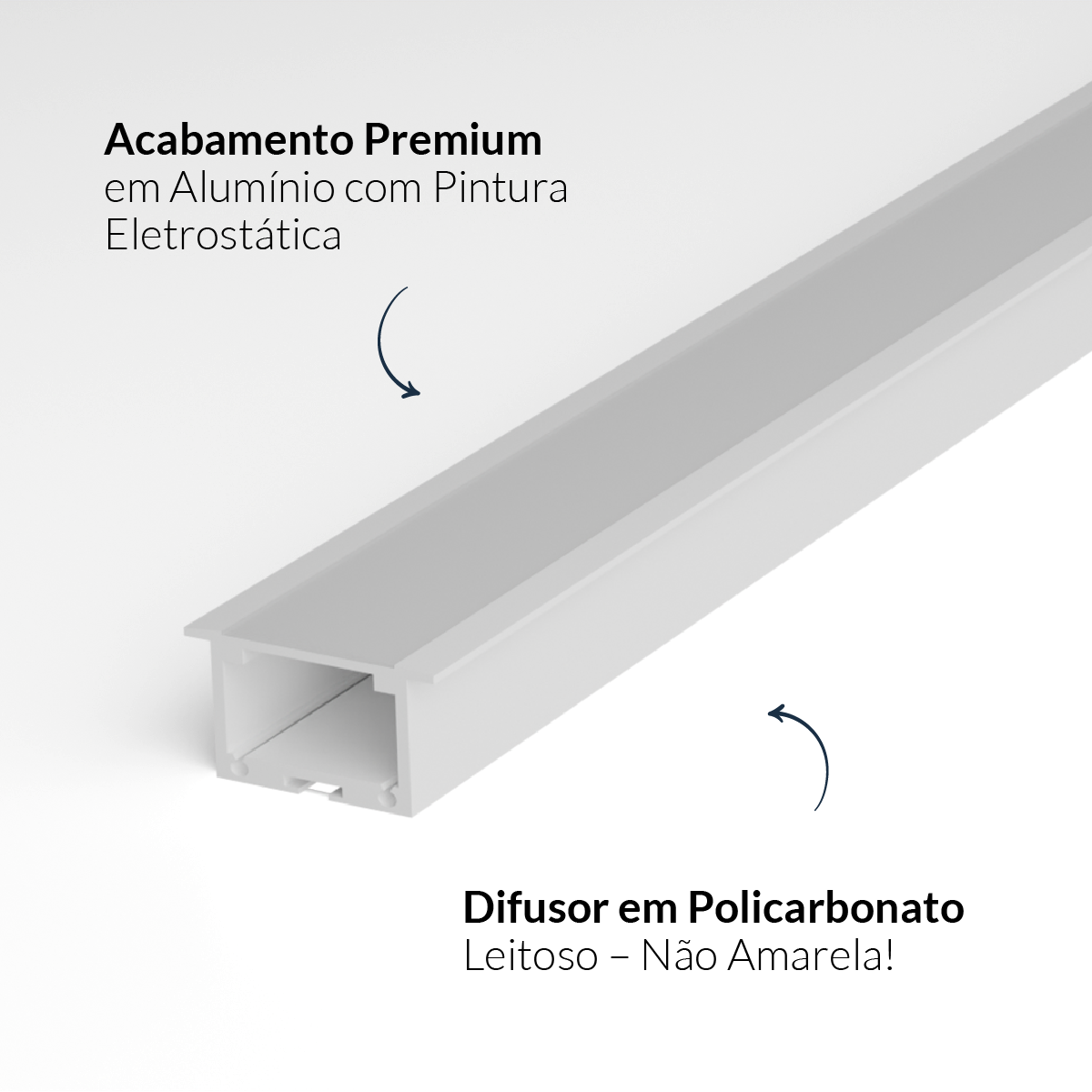 Perfil Led Barra 2m Inside 24x15mm Embutir Branco Alut