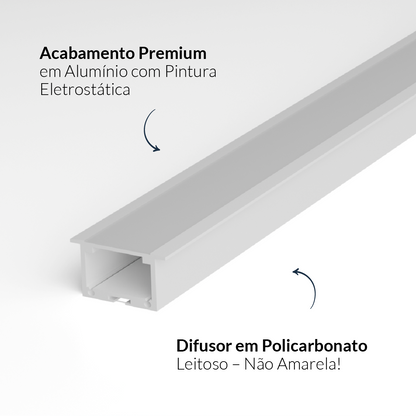 Perfil Led Barra 2m Inside 24x15mm Embutir Branco Alut