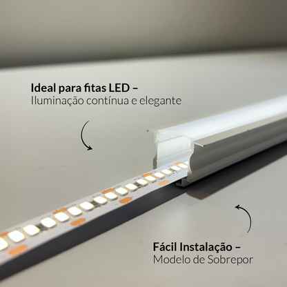 Perfil Led Barra 2m Inside 24x15mm Embutir Branco Alut