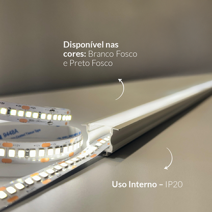 Perfil Led Barra 2m Inside 24x15mm Embutir Branco Alut
