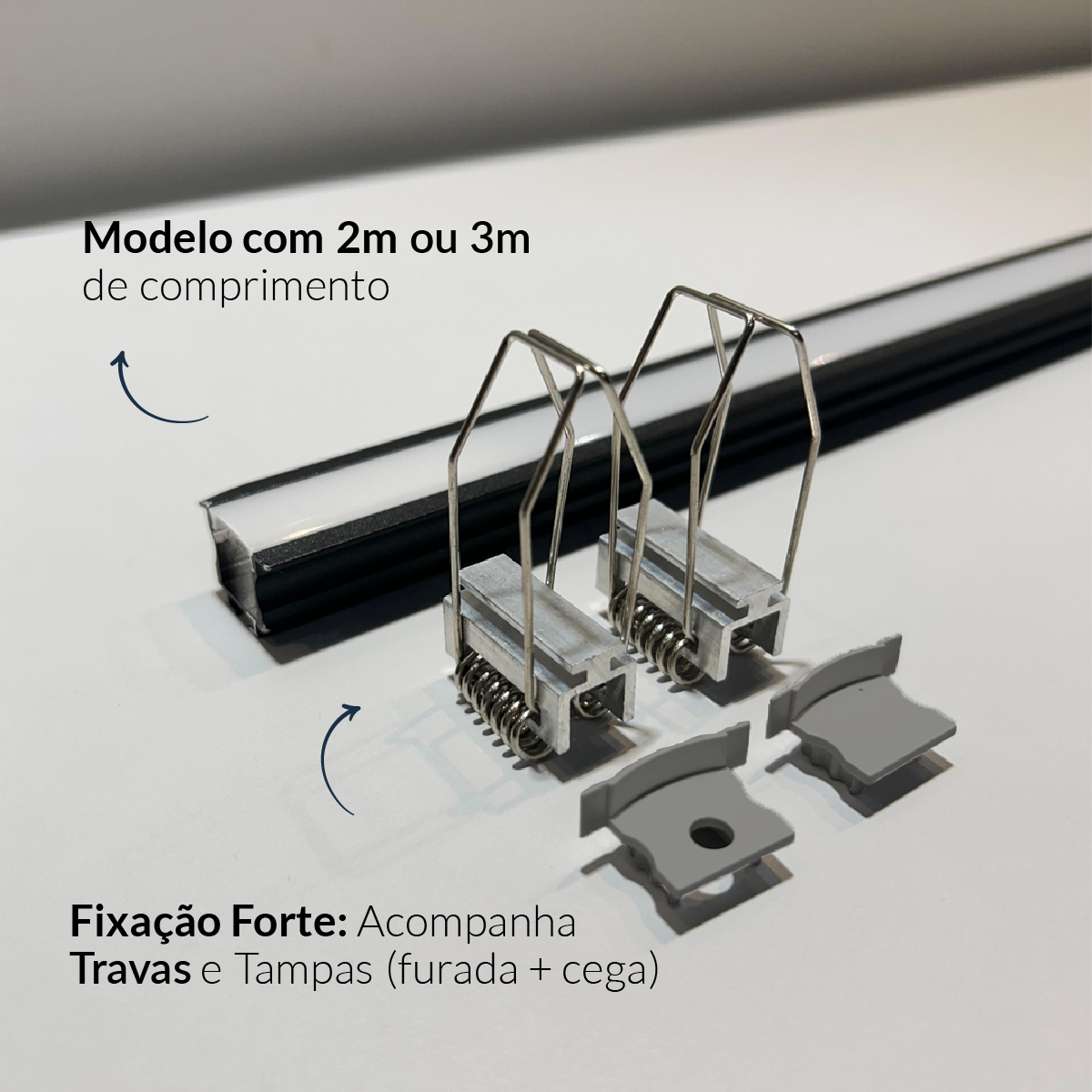 Perfil Led Barra 2m Inside 24x15mm Embutir Preto Alut