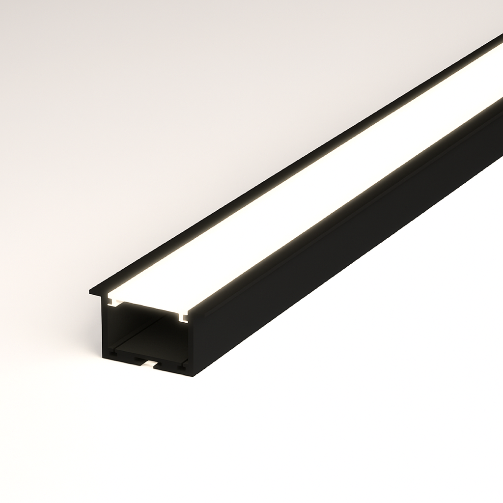 Perfil Led Barra 2m Inside 24x15mm Embutir Preto Alut