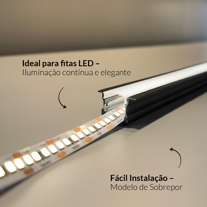 Perfil Led Barra 2m Inside 24x15mm Embutir Preto Alut