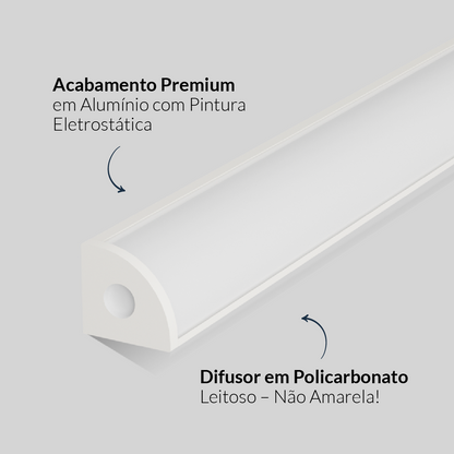 Perfil Led Barra 2m One Side Canto 18x13mm Sobrepor Branco Alut