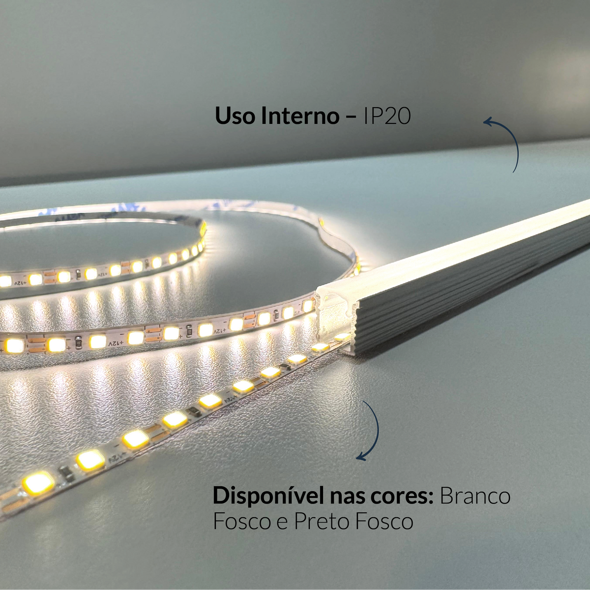 Perfil Led Barra 2m Minimal 08x09mm Sobrepor Branco Alut