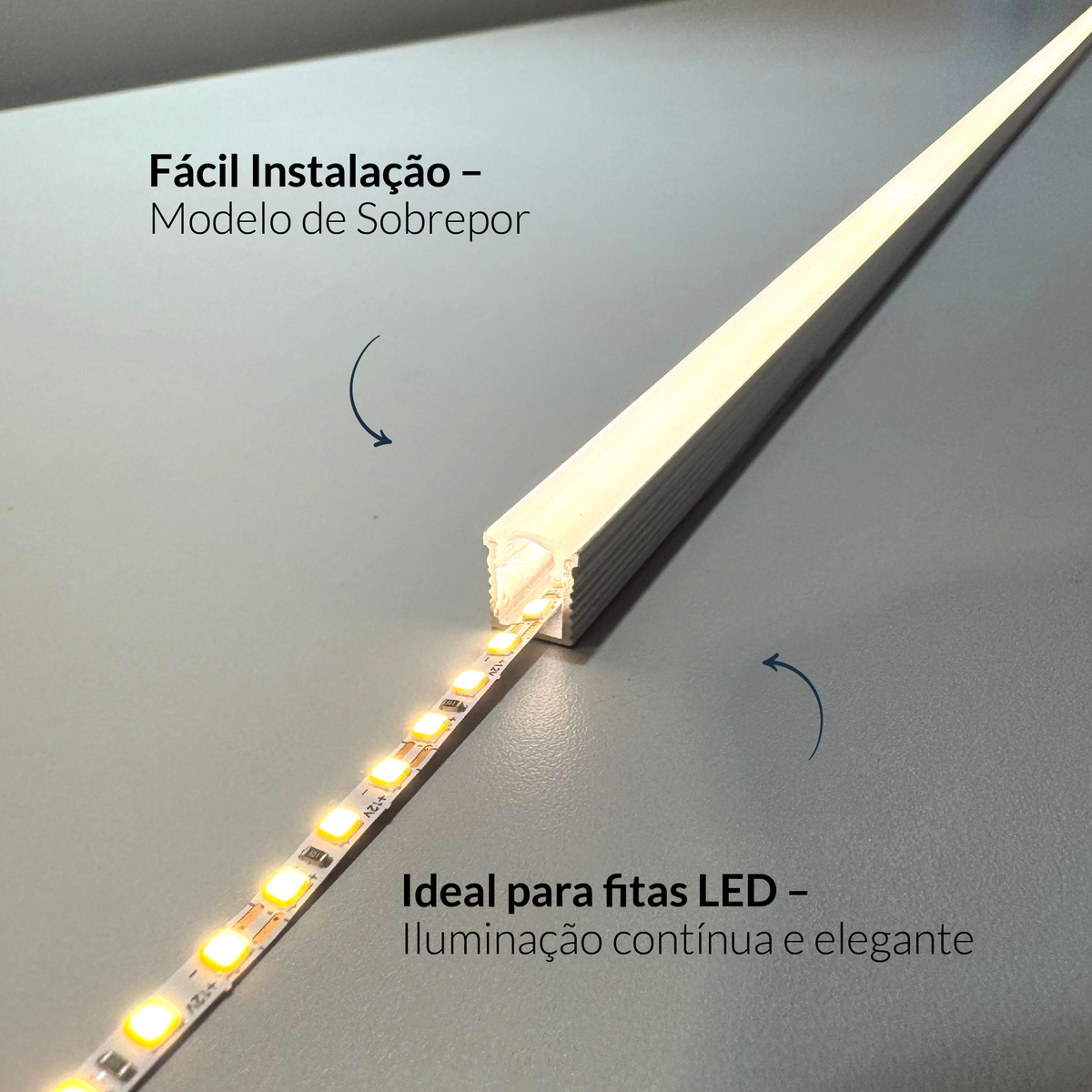 Perfil Led Barra 2m Minimal 08x09mm Sobrepor Branco Alut